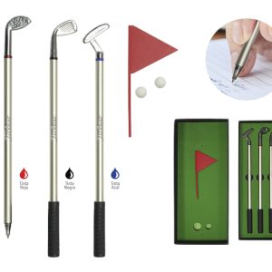 SET DE BOLÍGRAFOS DE METAL PALOS DE GOLF