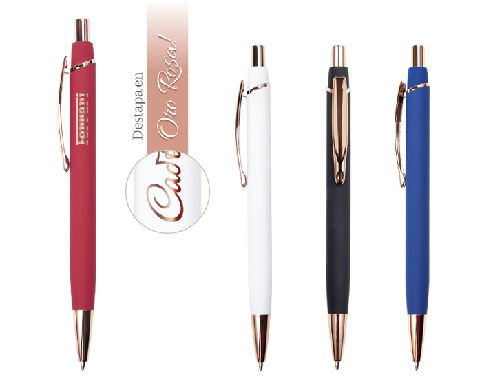 BOLIGRAFO DE ALUMINIO ACABADO EN ORO ROSA ARIANA