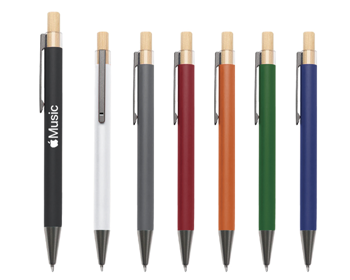 BOLIGRAFO DE ALUMINIO CON BOTON DE BAMBU TEACHER