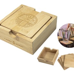JUEGO DE PORTAVASOS DE BAMBÚ MANDALA ÚNICO