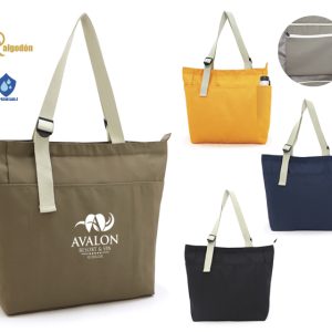 BOLSA DE POLIÉSTER CON ASAS DE ALGODÓN OLIVO