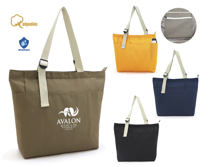 BOLSA DE POLIÉSTER CON ASAS DE ALGODÓN OLIVO