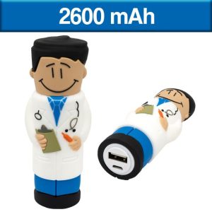 POWER BANK DOCTOR AZUL CAPACIDAD 2,600 mAh INCLUYE CABLE CON 5 ADAPTADORES