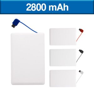 POWER BANK SLIM CAPACIDAD 2,800 mAh CABLE PARA SISTEMA ANDROID IPHONE 4 Y 5